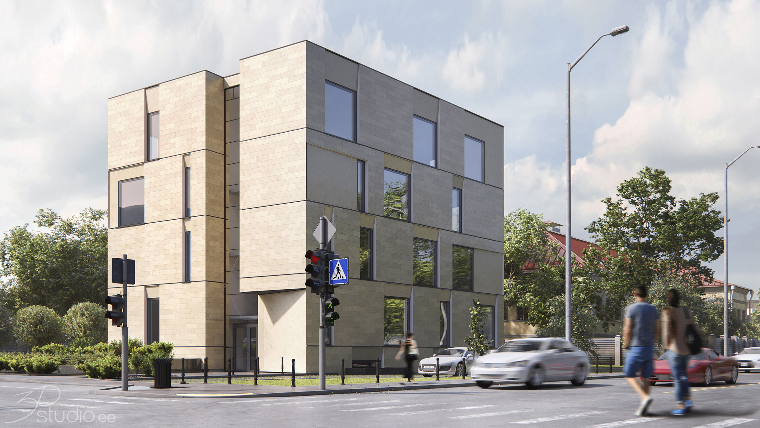 3D rendering, exterior, visualization, real estate, office